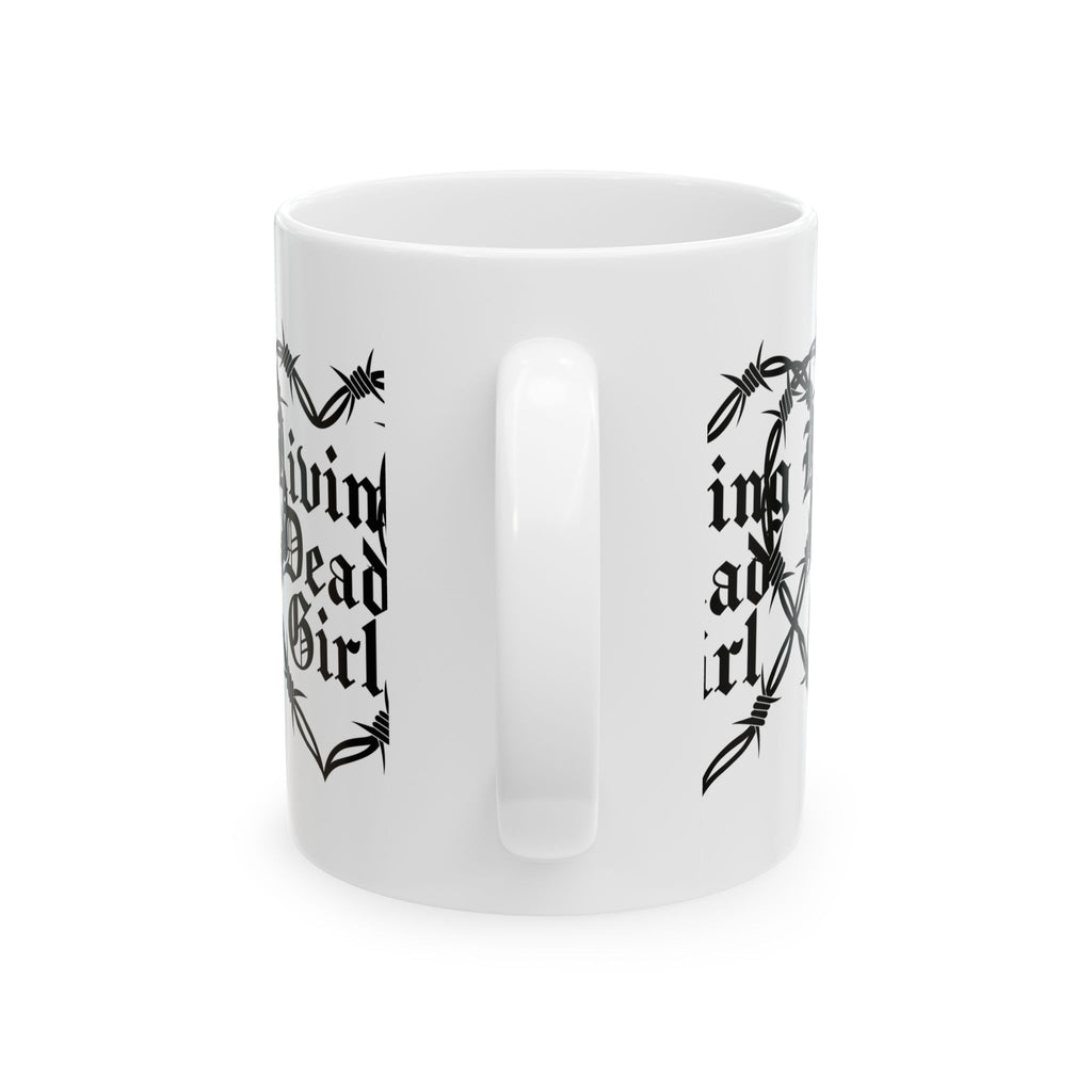 Living Dead Girl mug | Gothic barbed wire heart coffee cup
