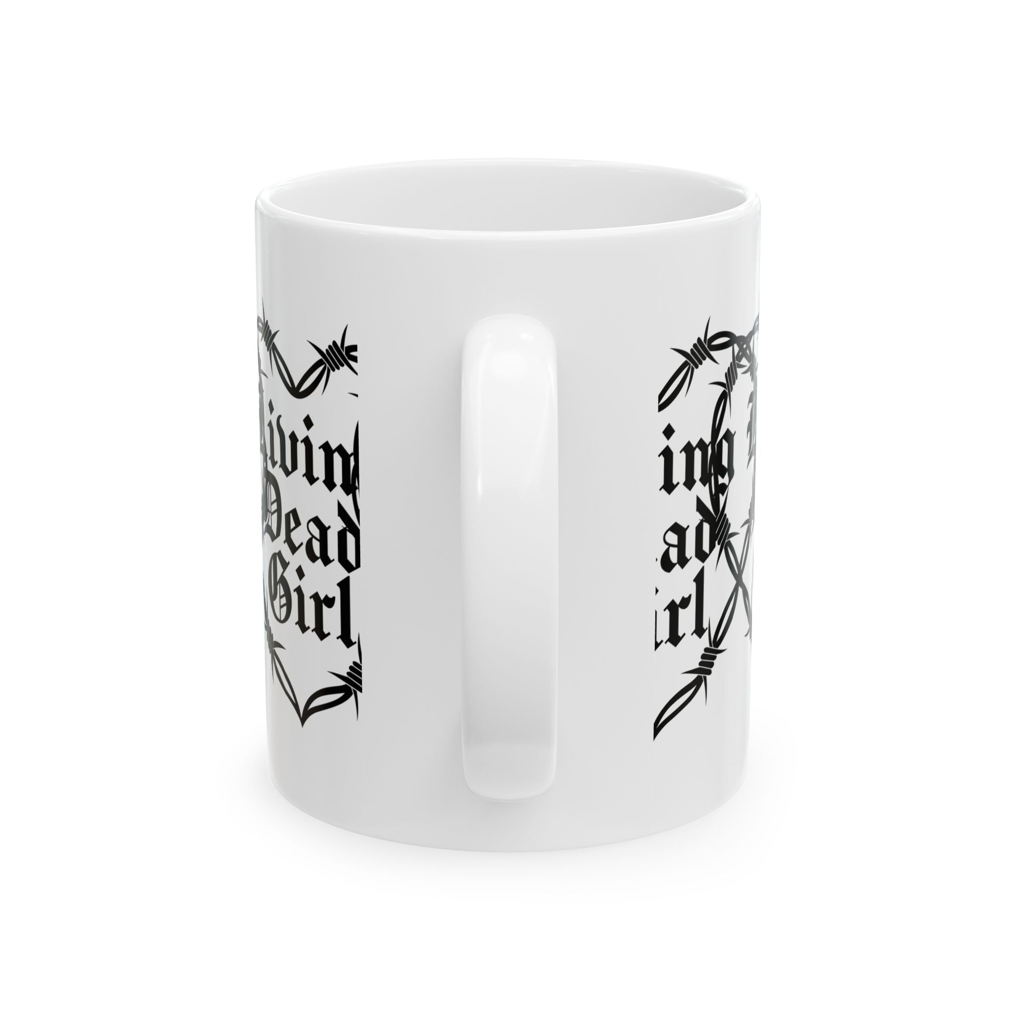 Living Dead Girl mug | Gothic barbed wire heart coffee cup
