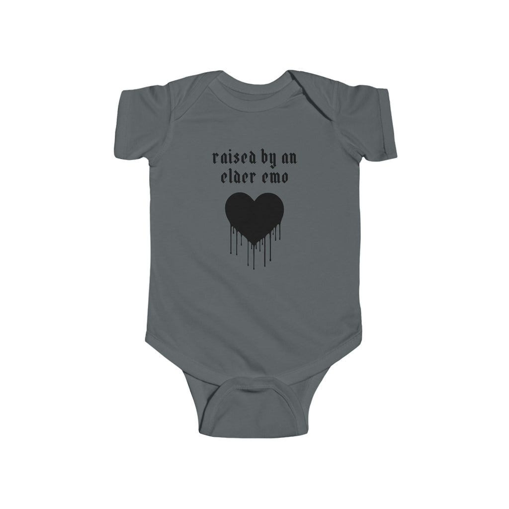 "Raised by an Elder Emo" Baby Onesie