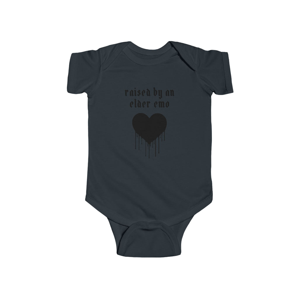 "Raised by an Elder Emo" Baby Onesie