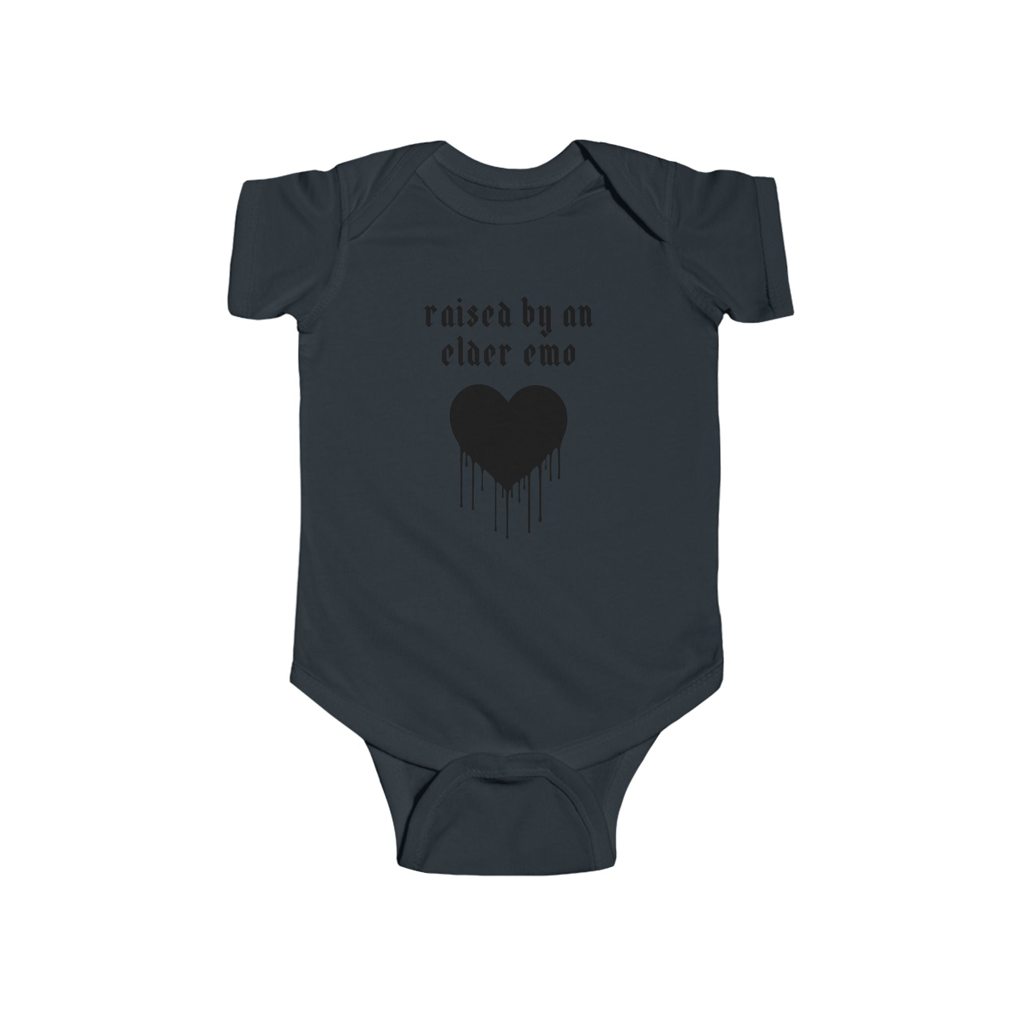 "Raised by an Elder Emo" Baby Onesie
