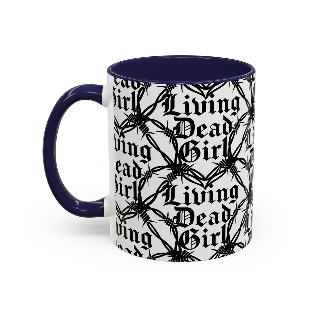 Living Dead Girl Mug | Gothic Barbed Wire Typography Accent Coffee Mug