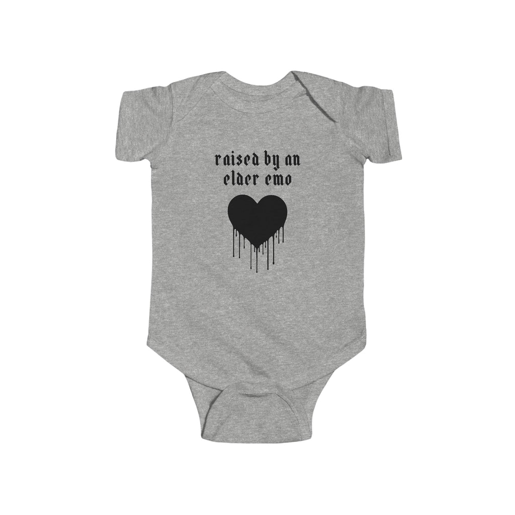 "Raised by an Elder Emo" Baby Onesie