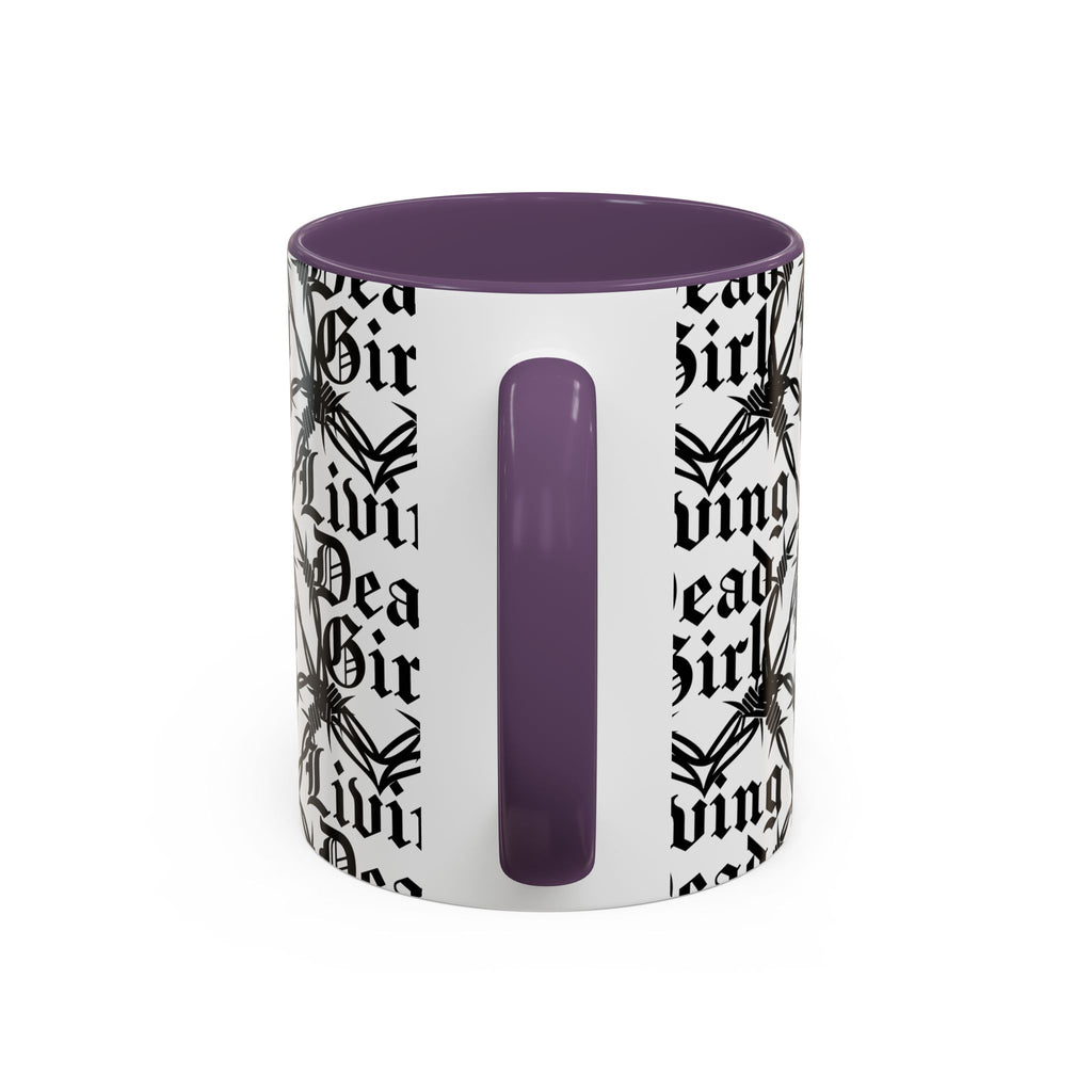 Living Dead Girl Mug | Gothic Barbed Wire Typography Accent Coffee Mug