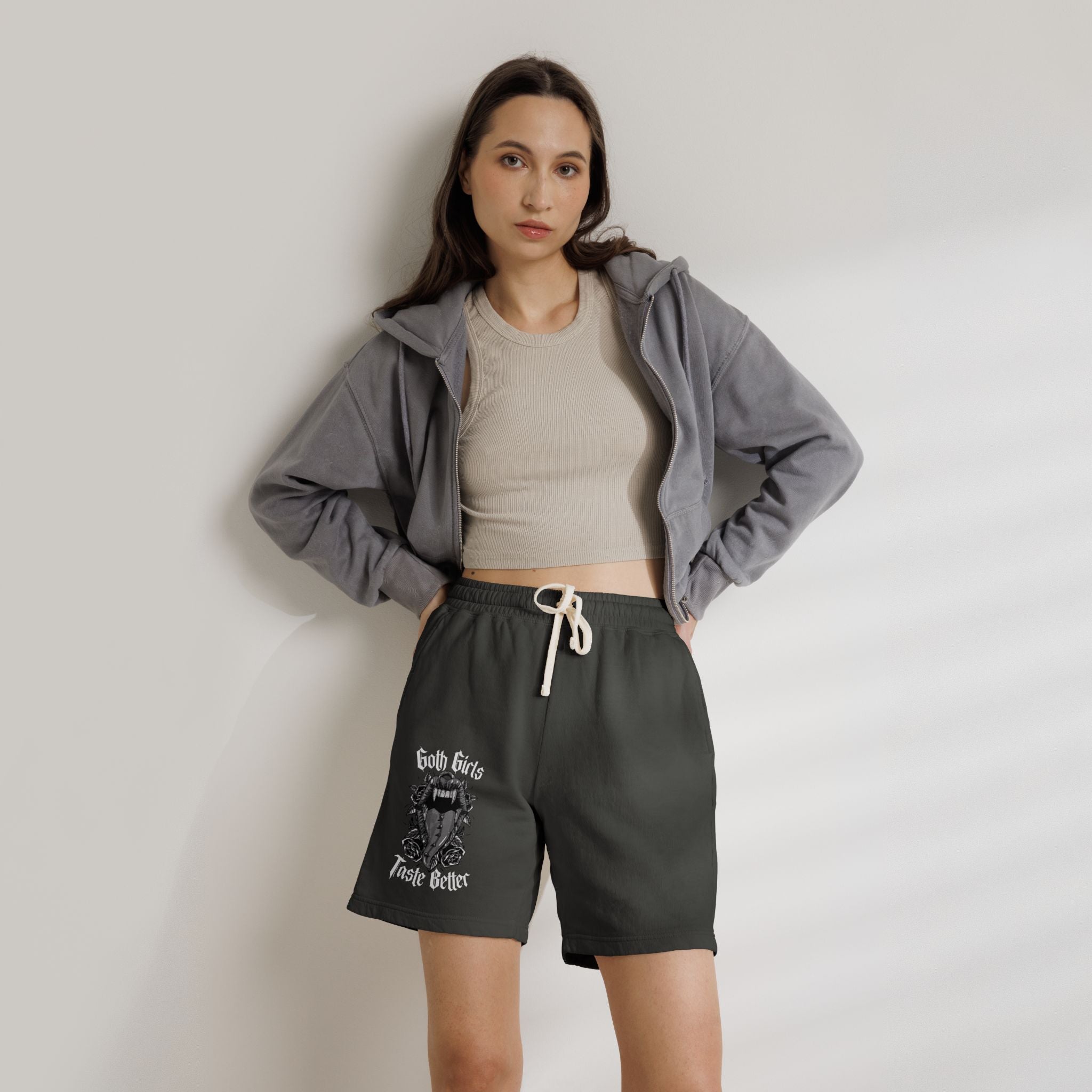 Goth Girls Taste Better Sweat Shorts — Graphic Fleece Lounge Shorts