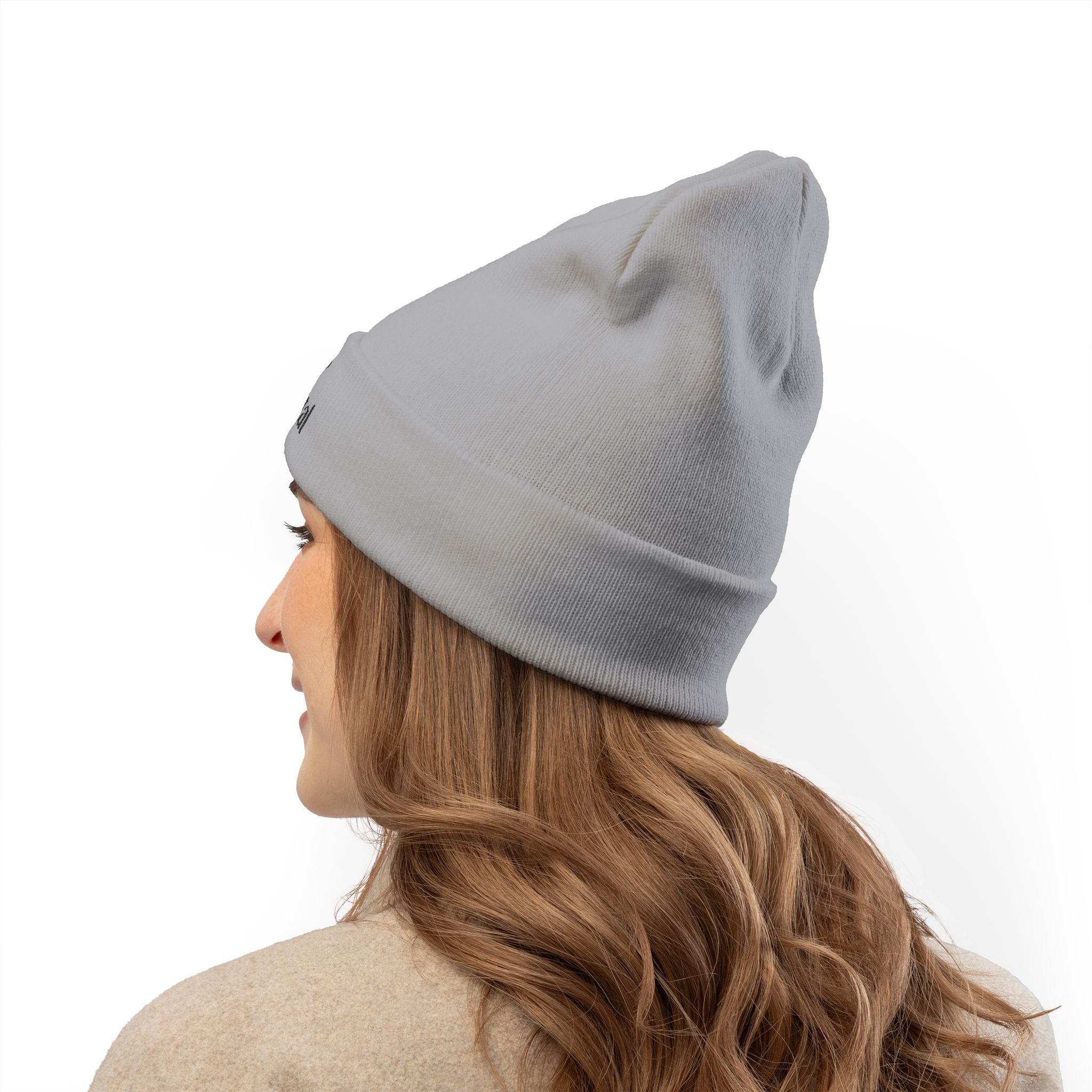 Embroidered Beanie — "hot girls cry to metal" Knit Winter Hat