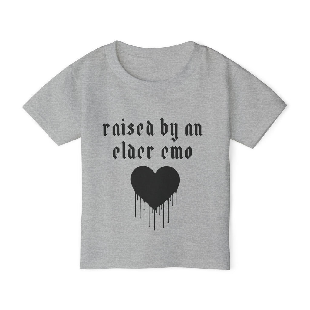 "Raised by an Elder Emo" Dripping Heart Kids Tee