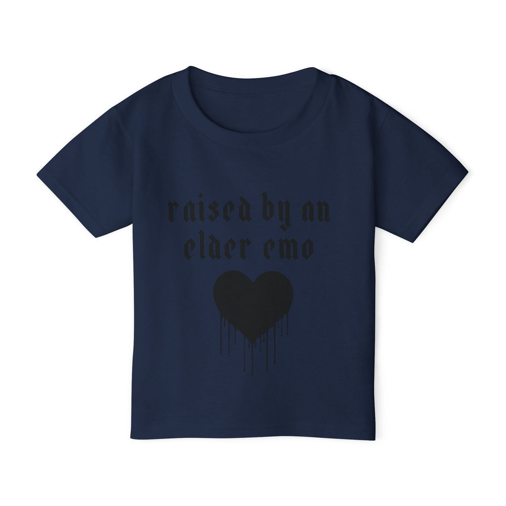 "Raised by an Elder Emo" Dripping Heart Kids Tee