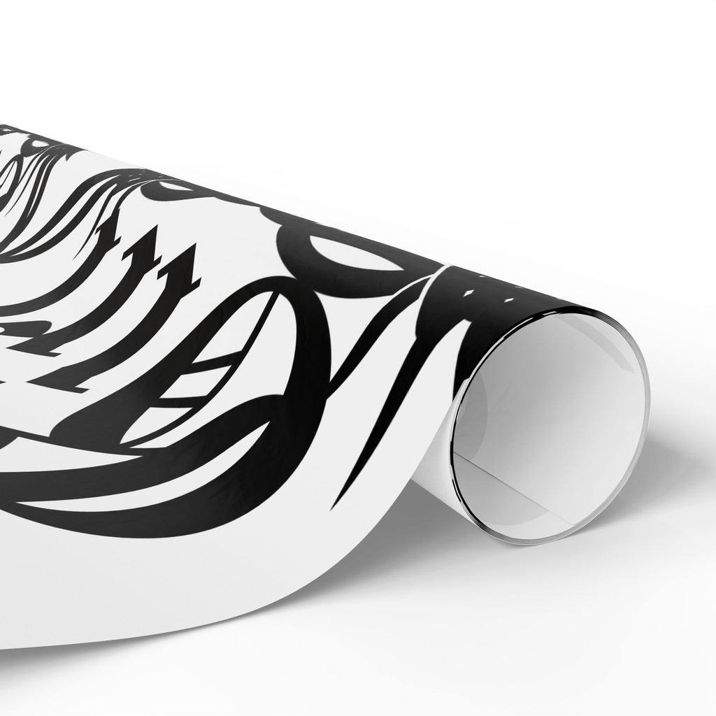 Gothic 'Dead Girl' Pattern Wrapping Paper Roll — Black & White Alternative Gift Wrap