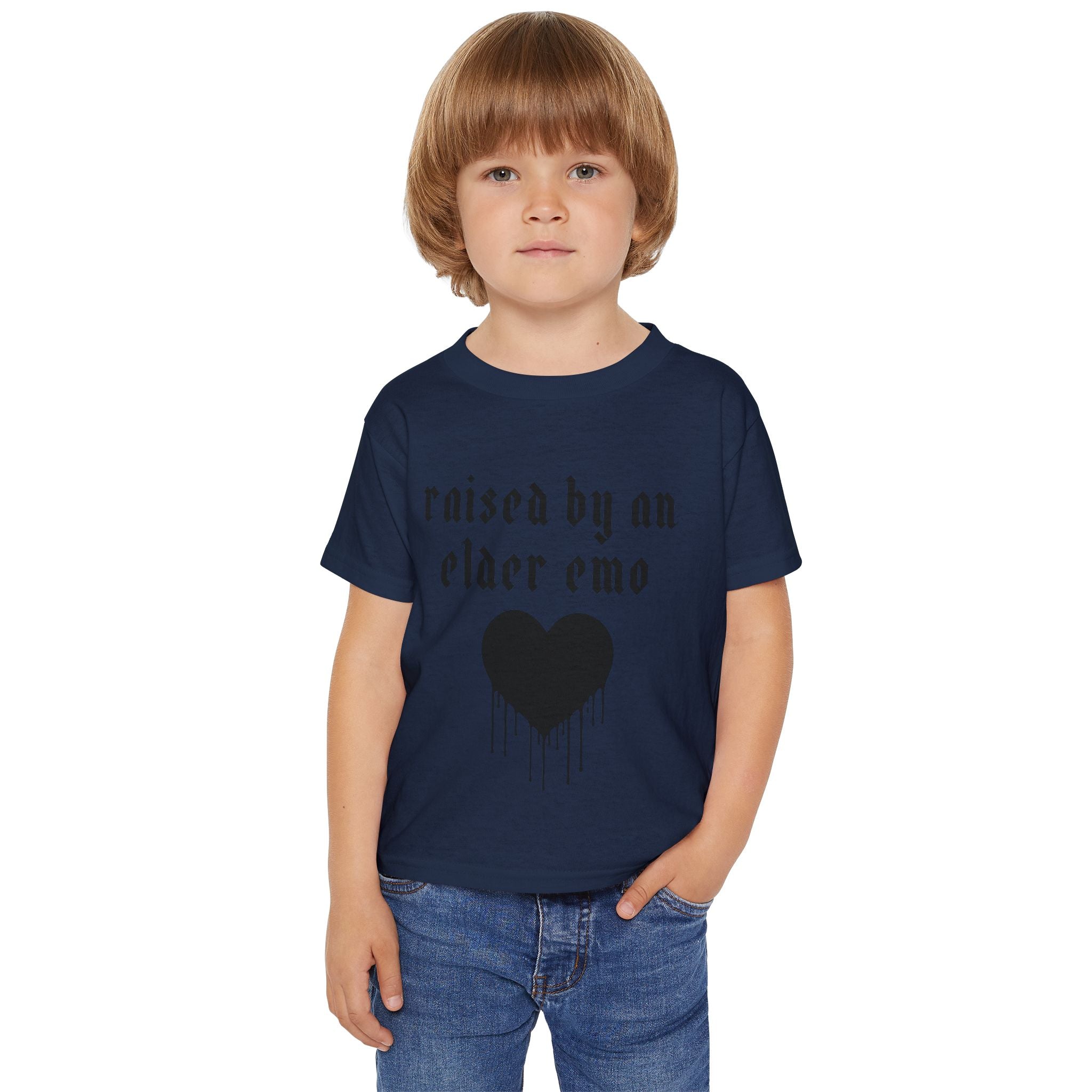 "Raised by an Elder Emo" Dripping Heart Kids Tee