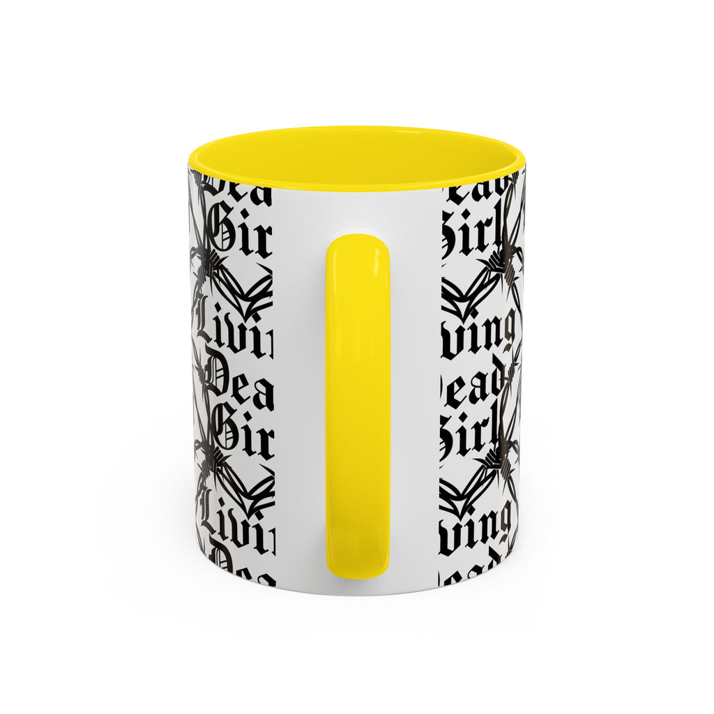 Living Dead Girl Mug | Gothic Barbed Wire Typography Accent Coffee Mug