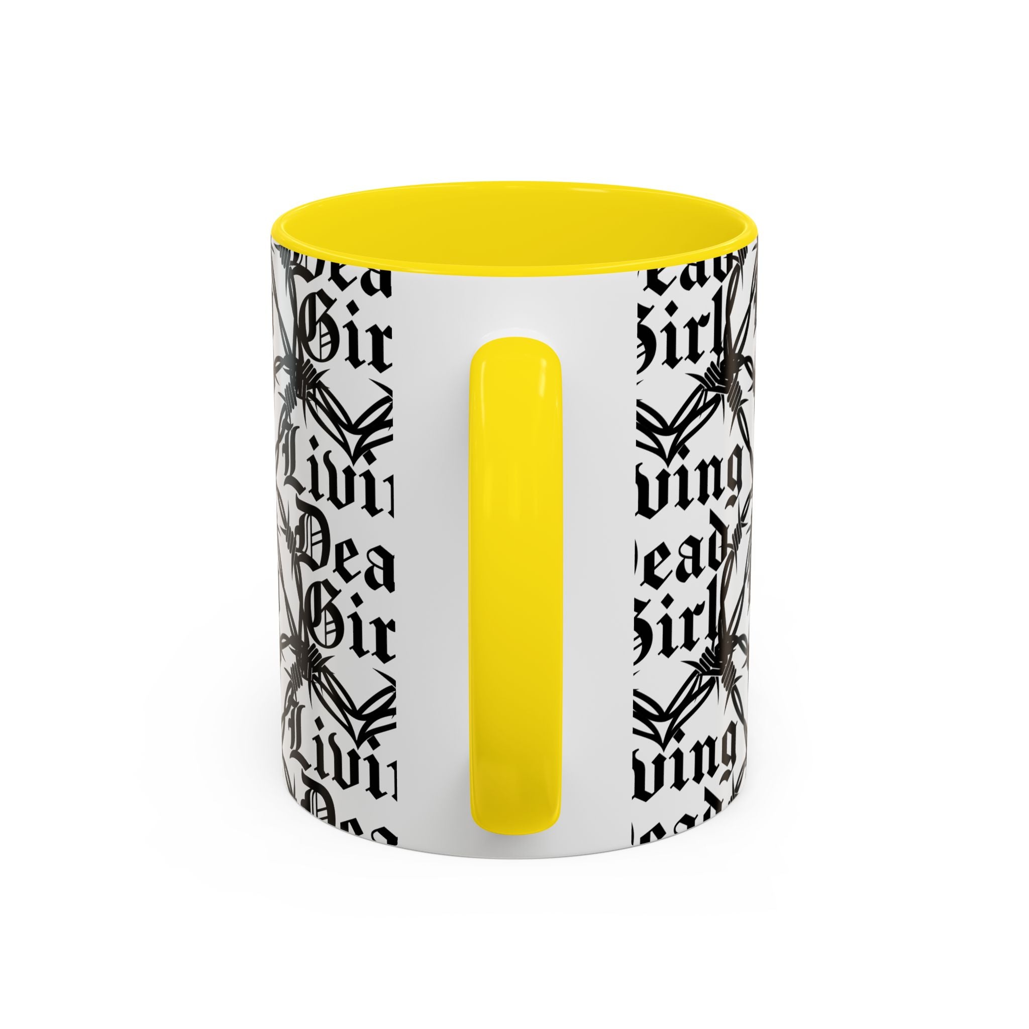 Living Dead Girl Mug | Gothic Barbed Wire Typography Accent Coffee Mug