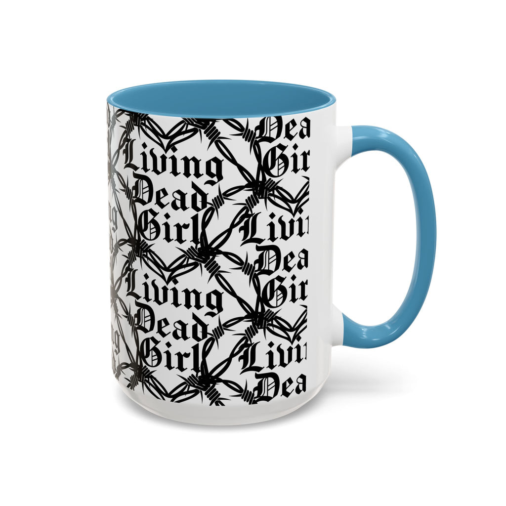 Living Dead Girl Mug | Gothic Barbed Wire Typography Accent Coffee Mug