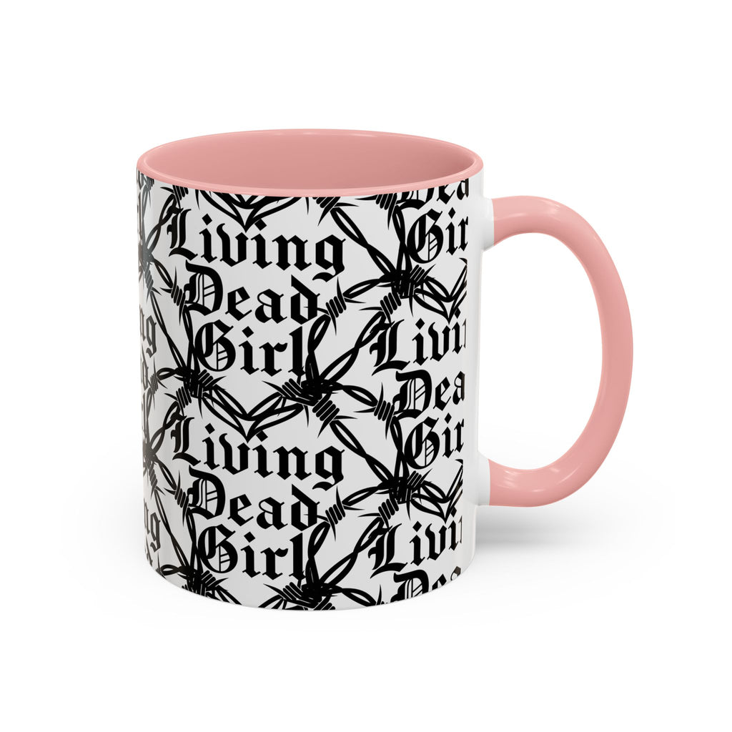 Living Dead Girl Mug | Gothic Barbed Wire Typography Accent Coffee Mug