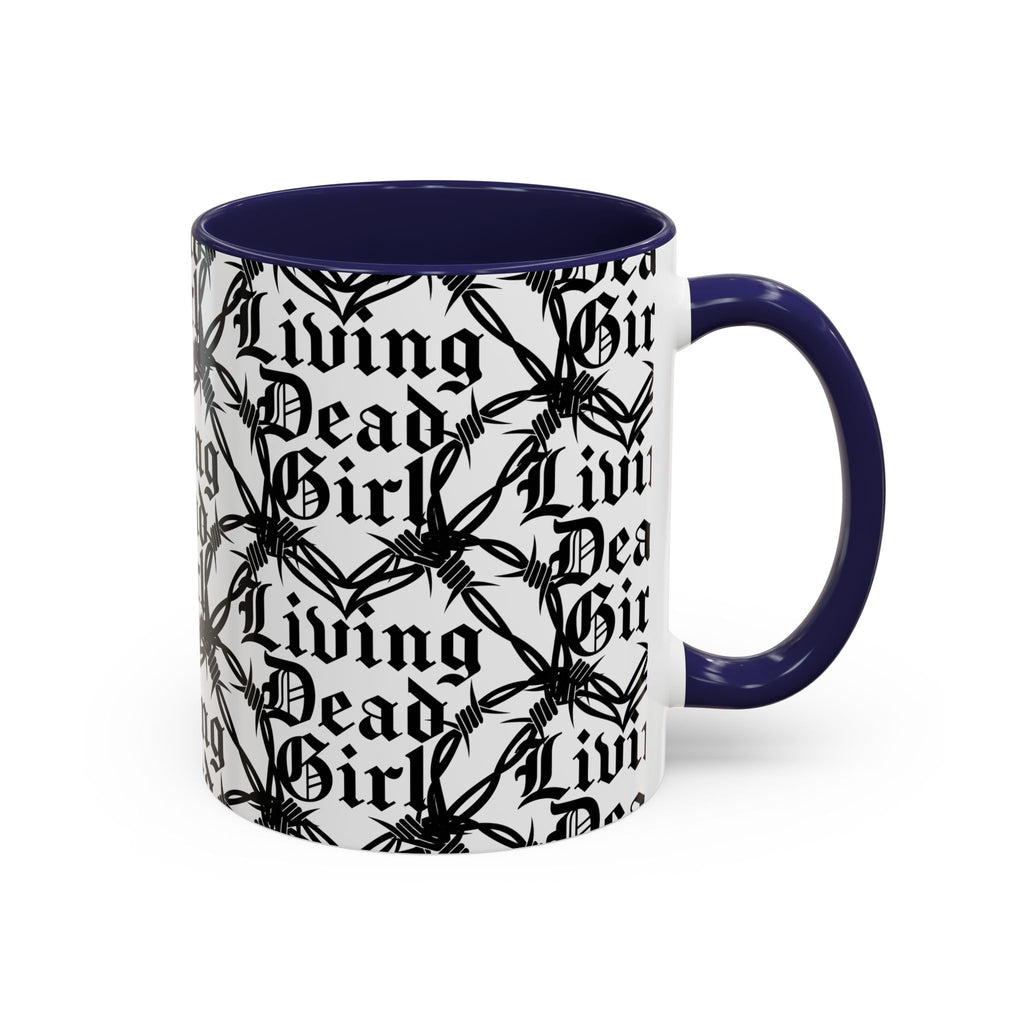 Living Dead Girl Mug | Gothic Barbed Wire Typography Accent Coffee Mug