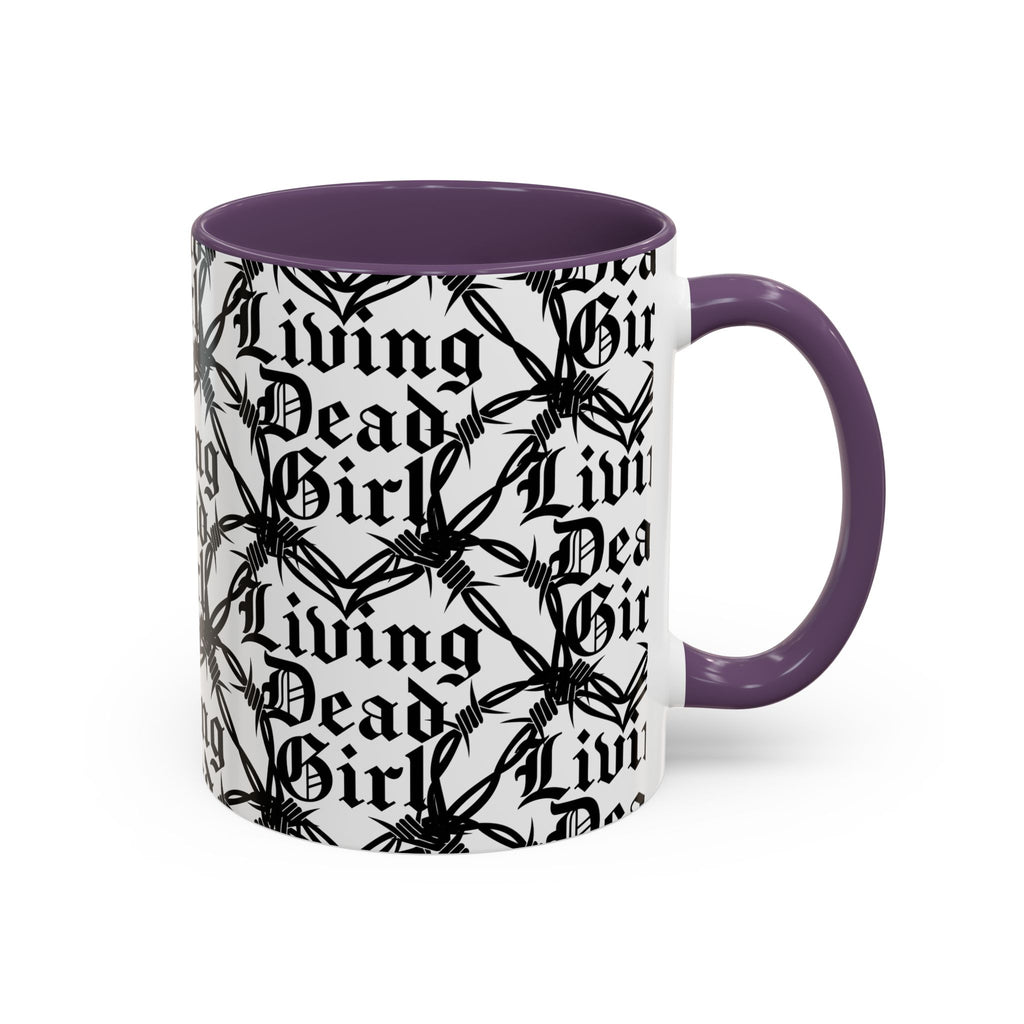 Living Dead Girl Mug | Gothic Barbed Wire Typography Accent Coffee Mug
