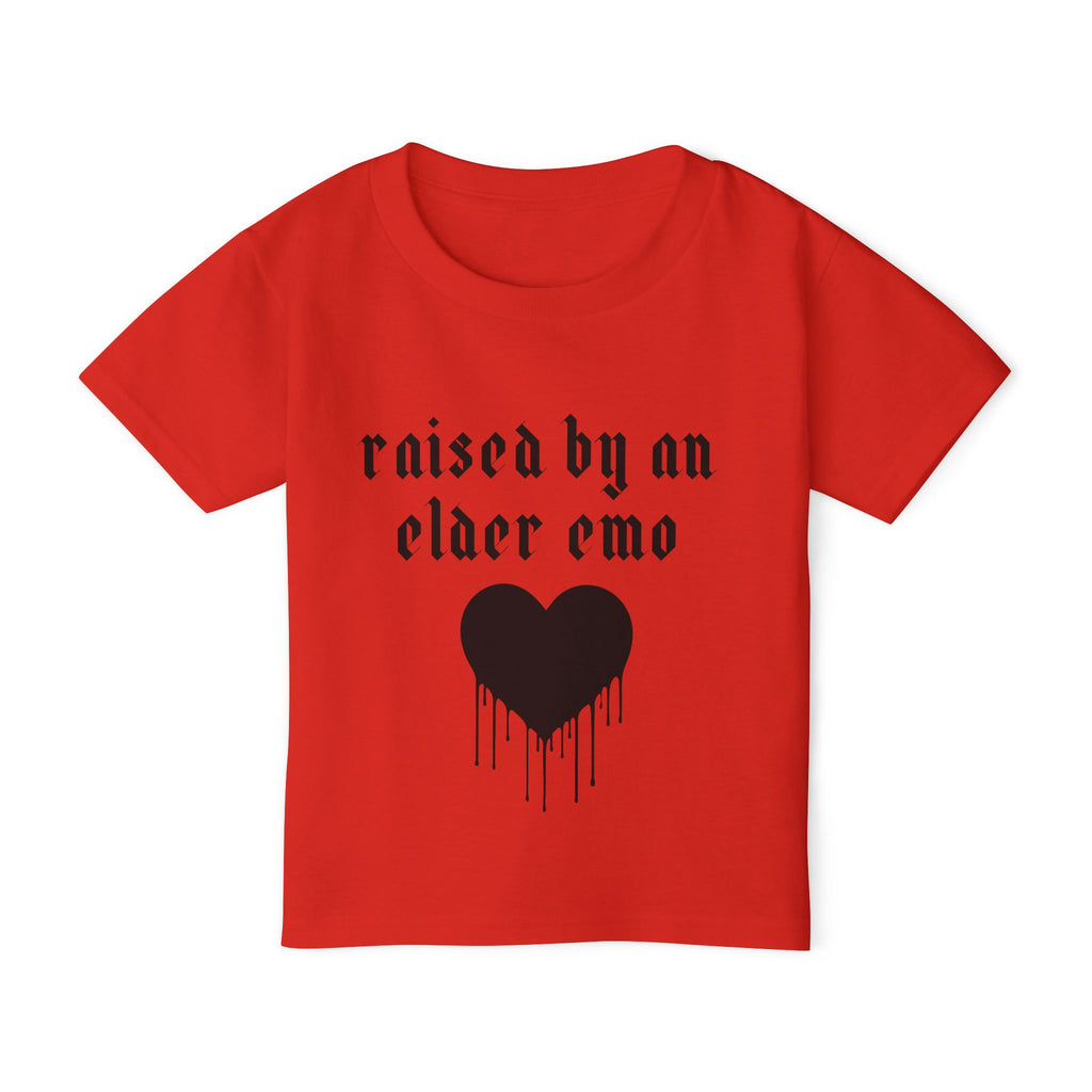 "Raised by an Elder Emo" Dripping Heart Kids Tee