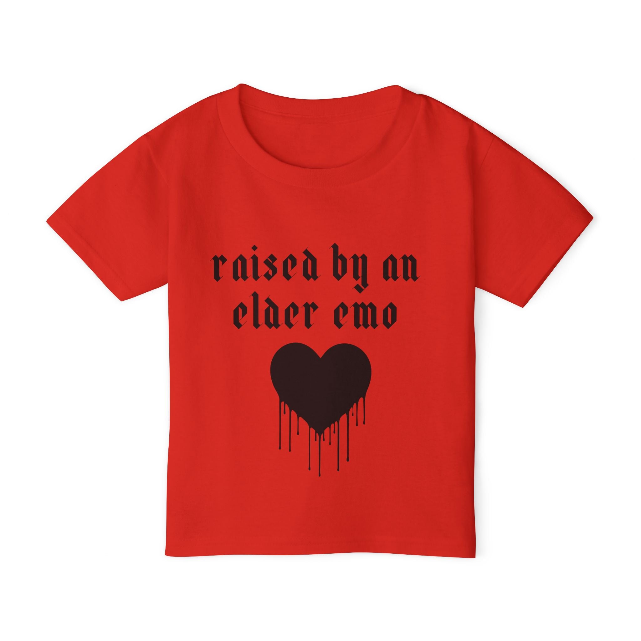"Raised by an Elder Emo" Dripping Heart Kids Tee