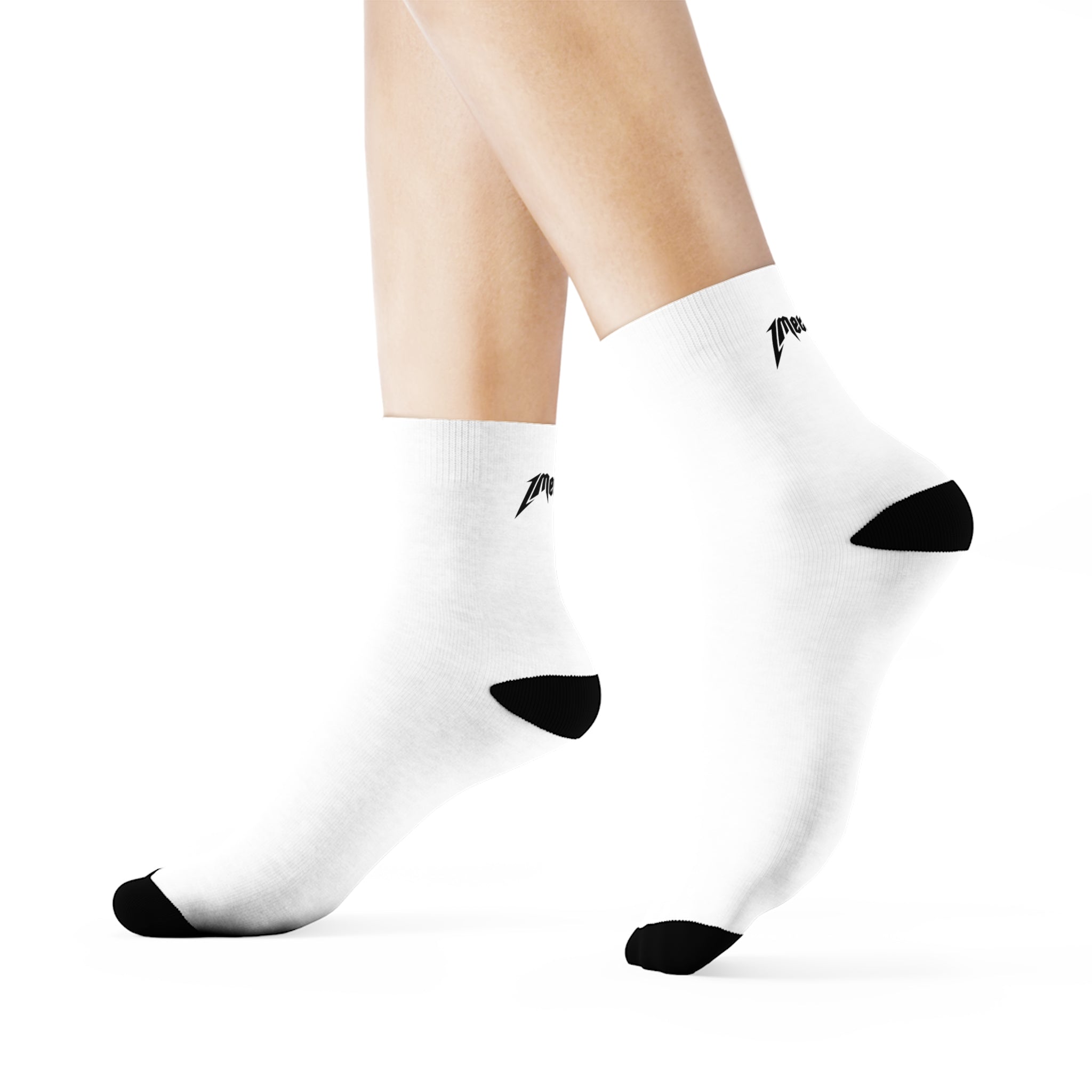 Metal Dad Crew Socks — White Athletic Socks with 'Metal Dad' Logo
