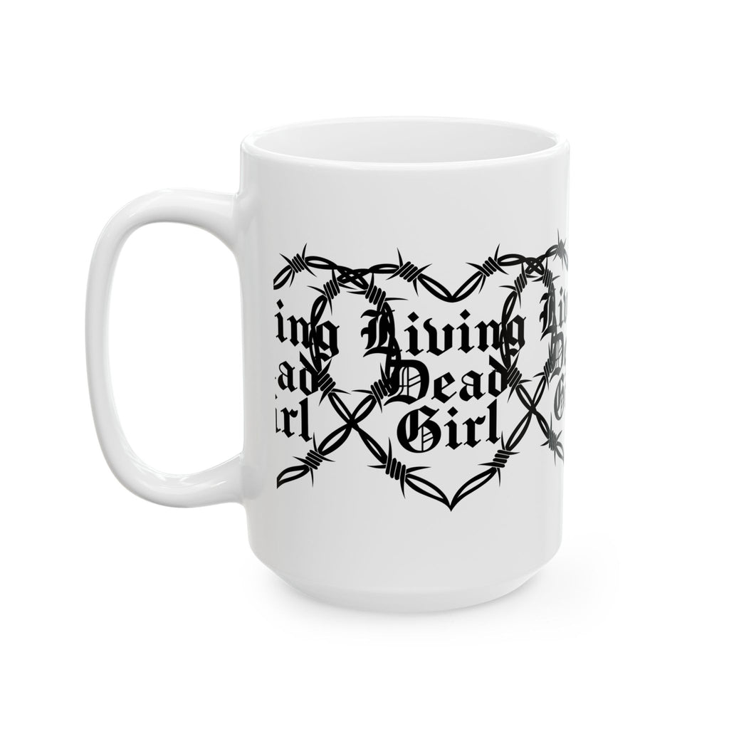 Living Dead Girl mug | Gothic barbed wire heart coffee cup