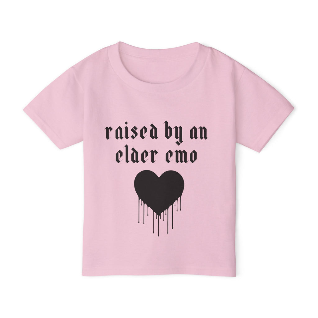 "Raised by an Elder Emo" Dripping Heart Kids Tee