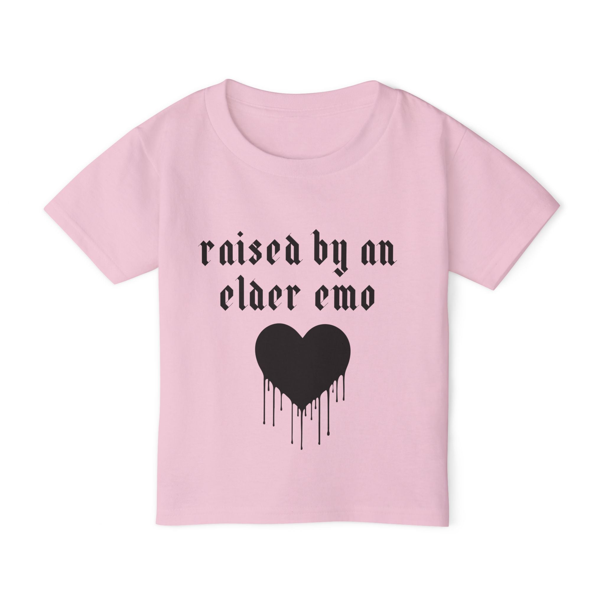 "Raised by an Elder Emo" Dripping Heart Kids Tee