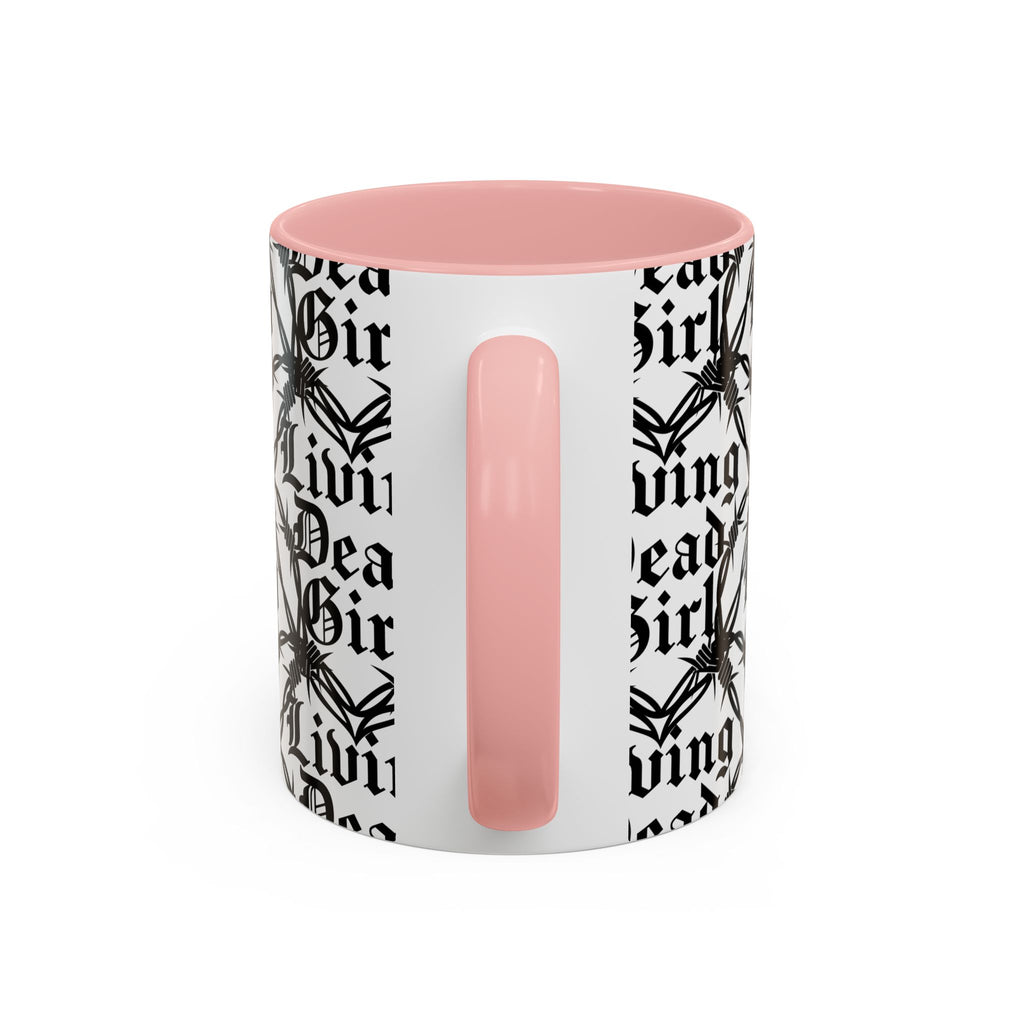 Living Dead Girl Mug | Gothic Barbed Wire Typography Accent Coffee Mug