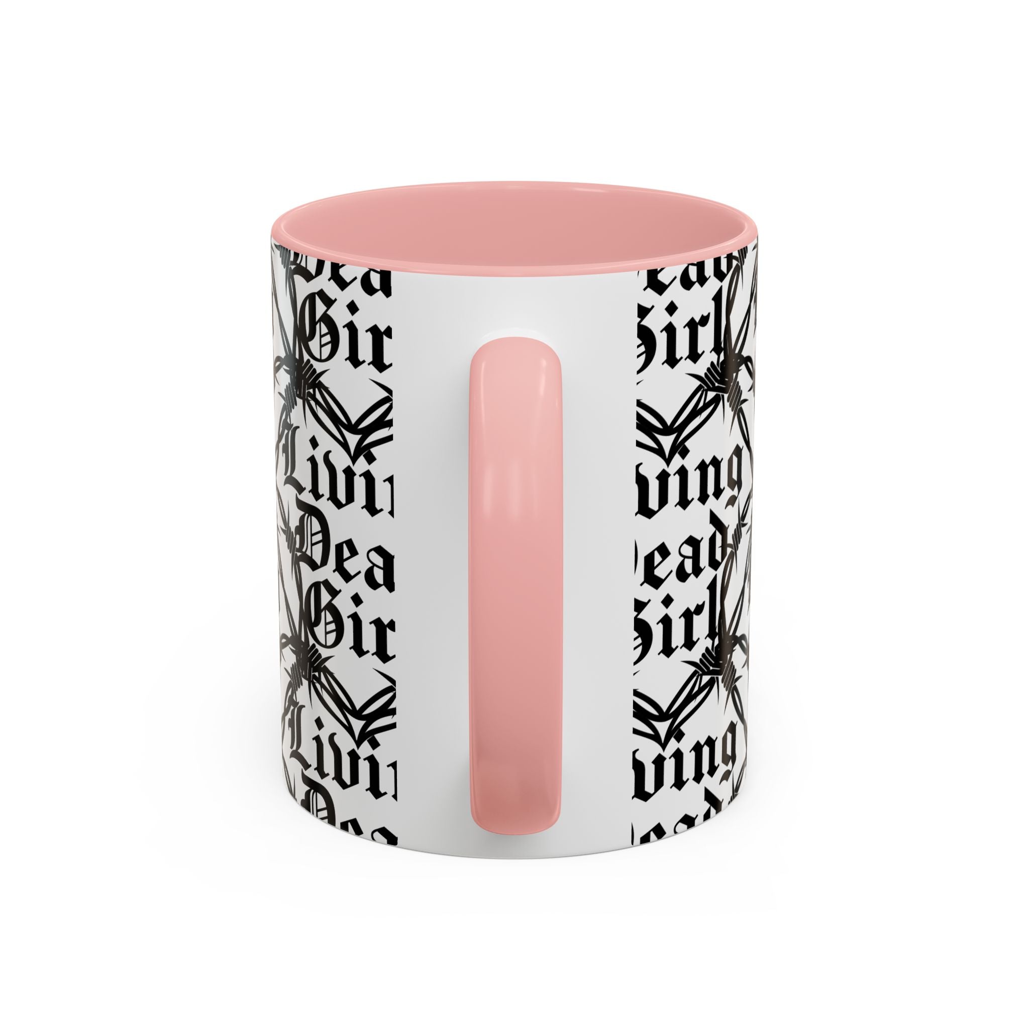 Living Dead Girl Mug | Gothic Barbed Wire Typography Accent Coffee Mug