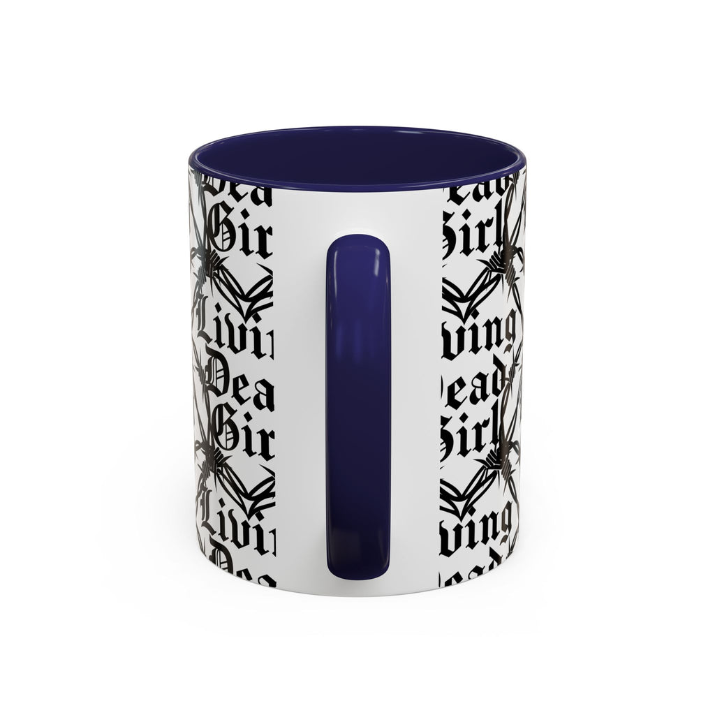 Living Dead Girl Mug | Gothic Barbed Wire Typography Accent Coffee Mug