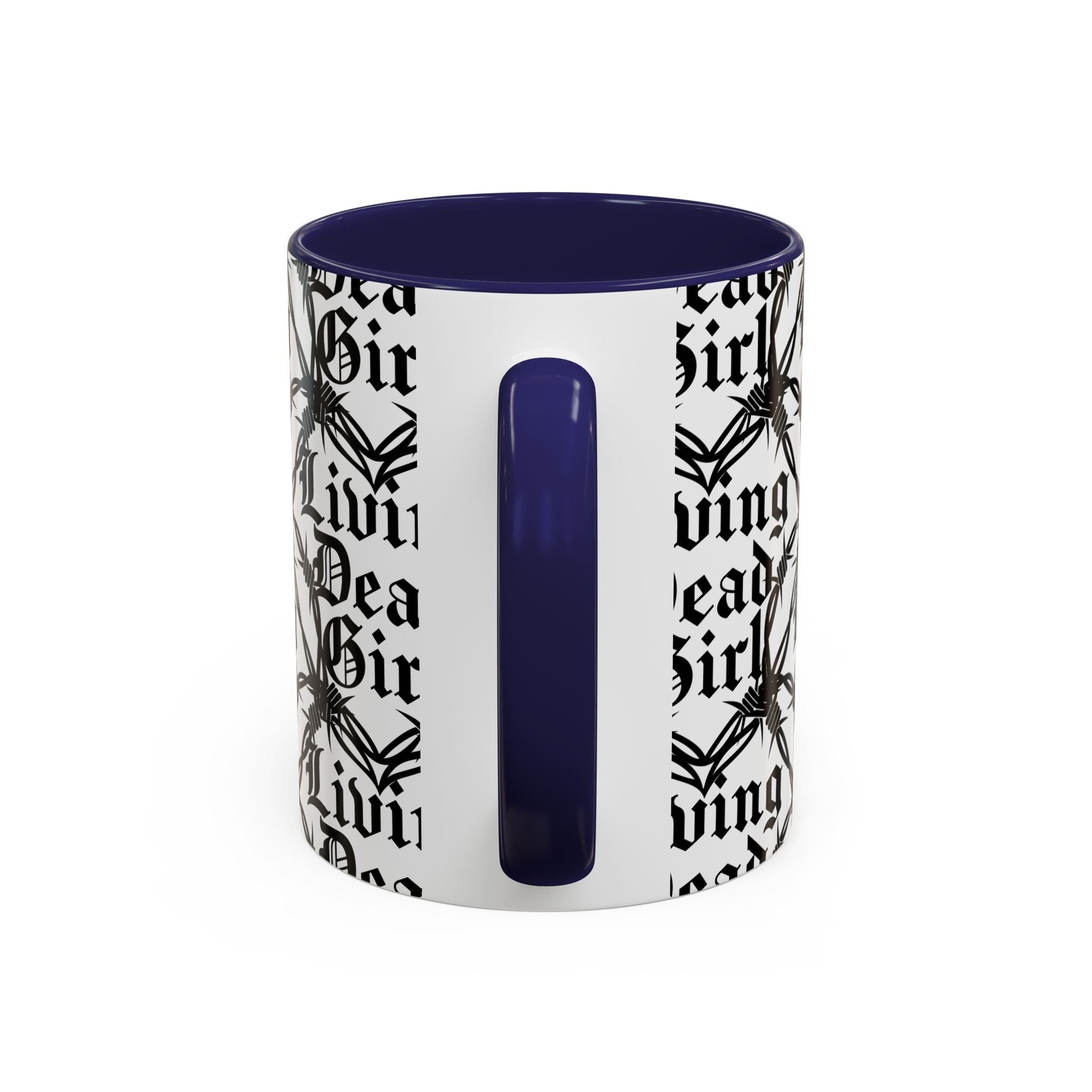 Living Dead Girl Mug | Gothic Barbed Wire Typography Accent Coffee Mug
