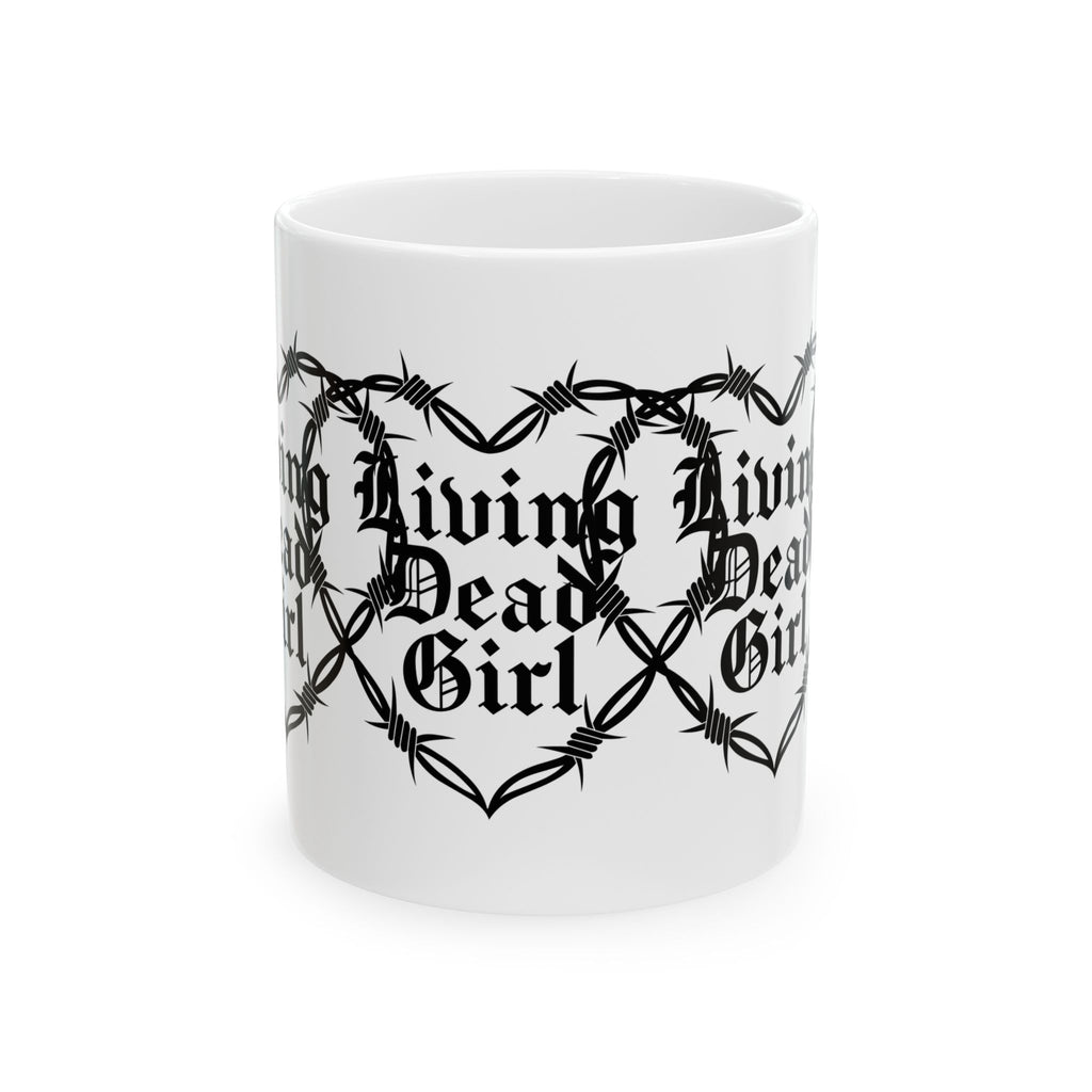 Living Dead Girl mug | Gothic barbed wire heart coffee cup