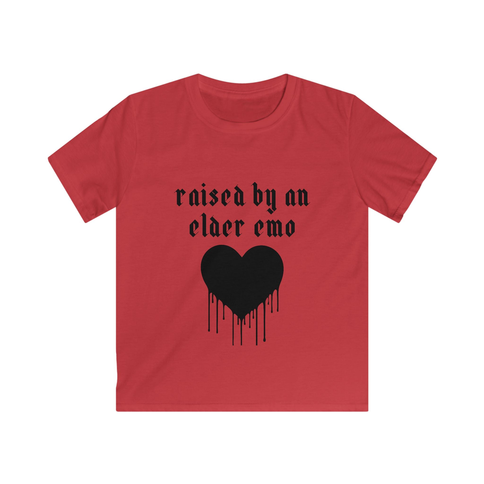 "Raised by an Elder Emo" Dripping Heart Graphic