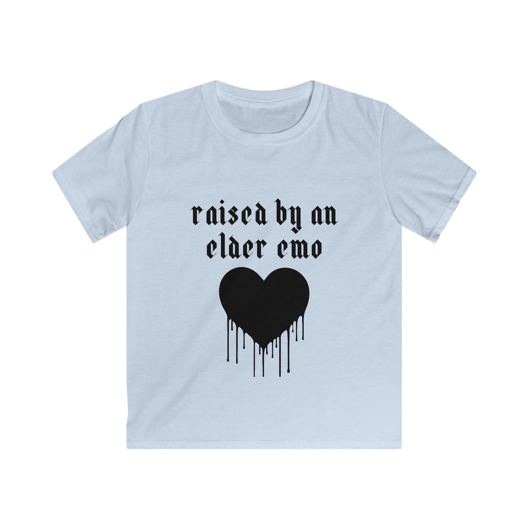 "Raised by an Elder Emo" Dripping Heart Graphic