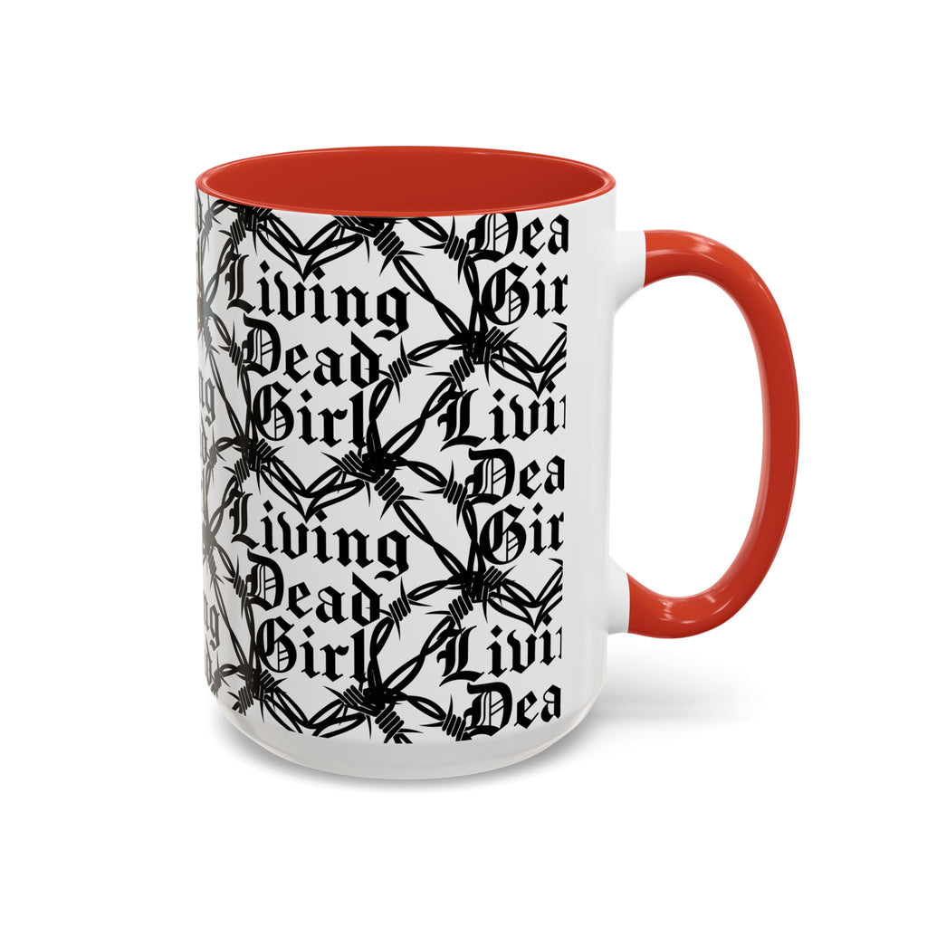 Living Dead Girl Mug | Gothic Barbed Wire Typography Accent Coffee Mug