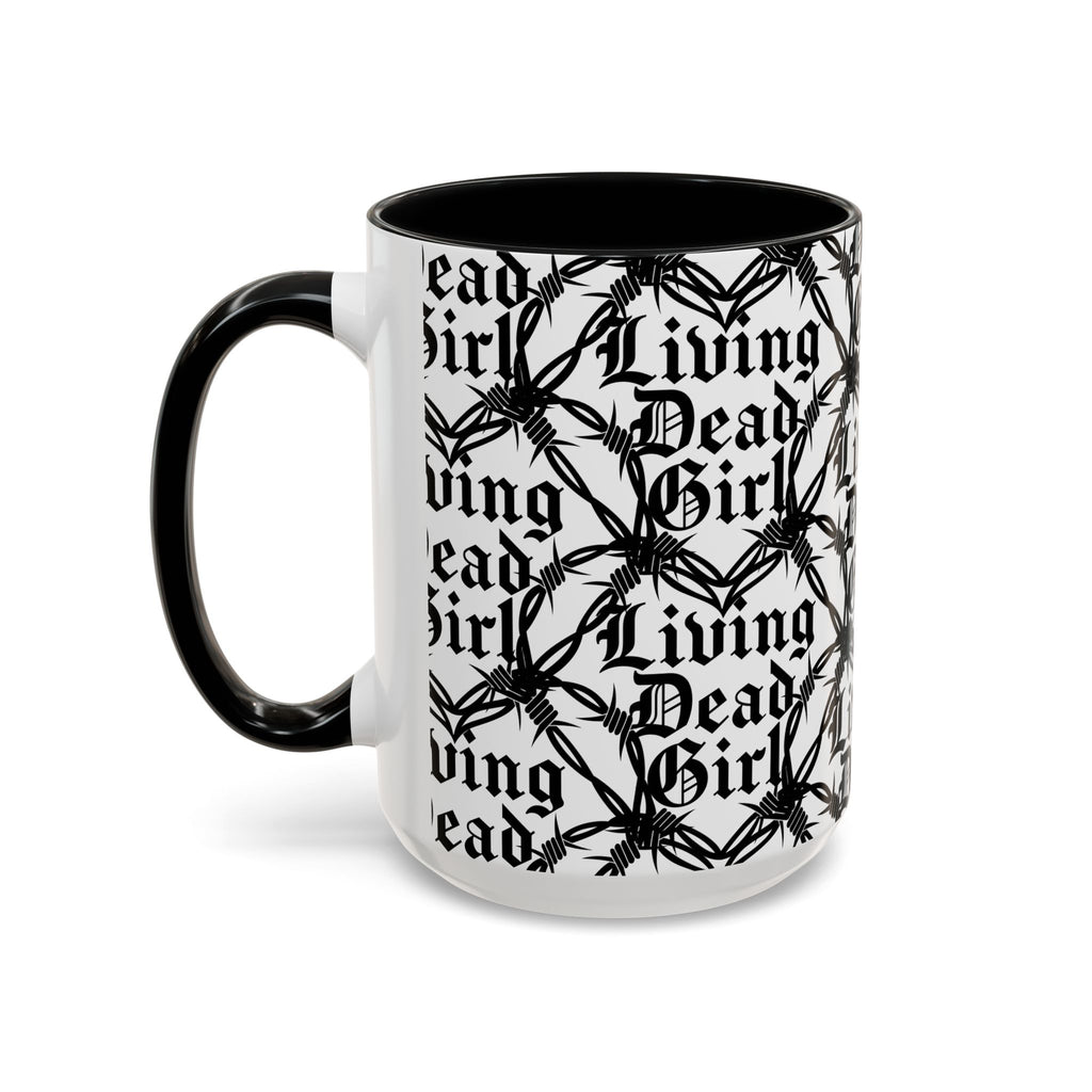Living Dead Girl Mug | Gothic Barbed Wire Typography Accent Coffee Mug
