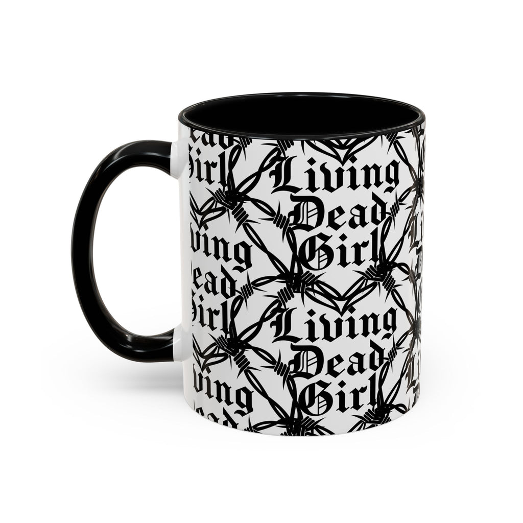 Living Dead Girl Mug | Gothic Barbed Wire Typography Accent Coffee Mug