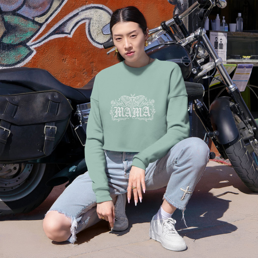 Goth/Whimsy Mama Floral Cropped Sweatshirt