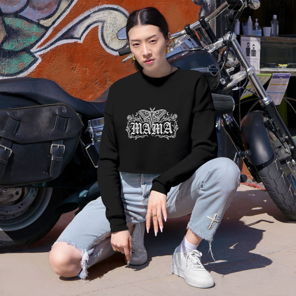 Goth/Whimsy Mama Floral Cropped Sweatshirt