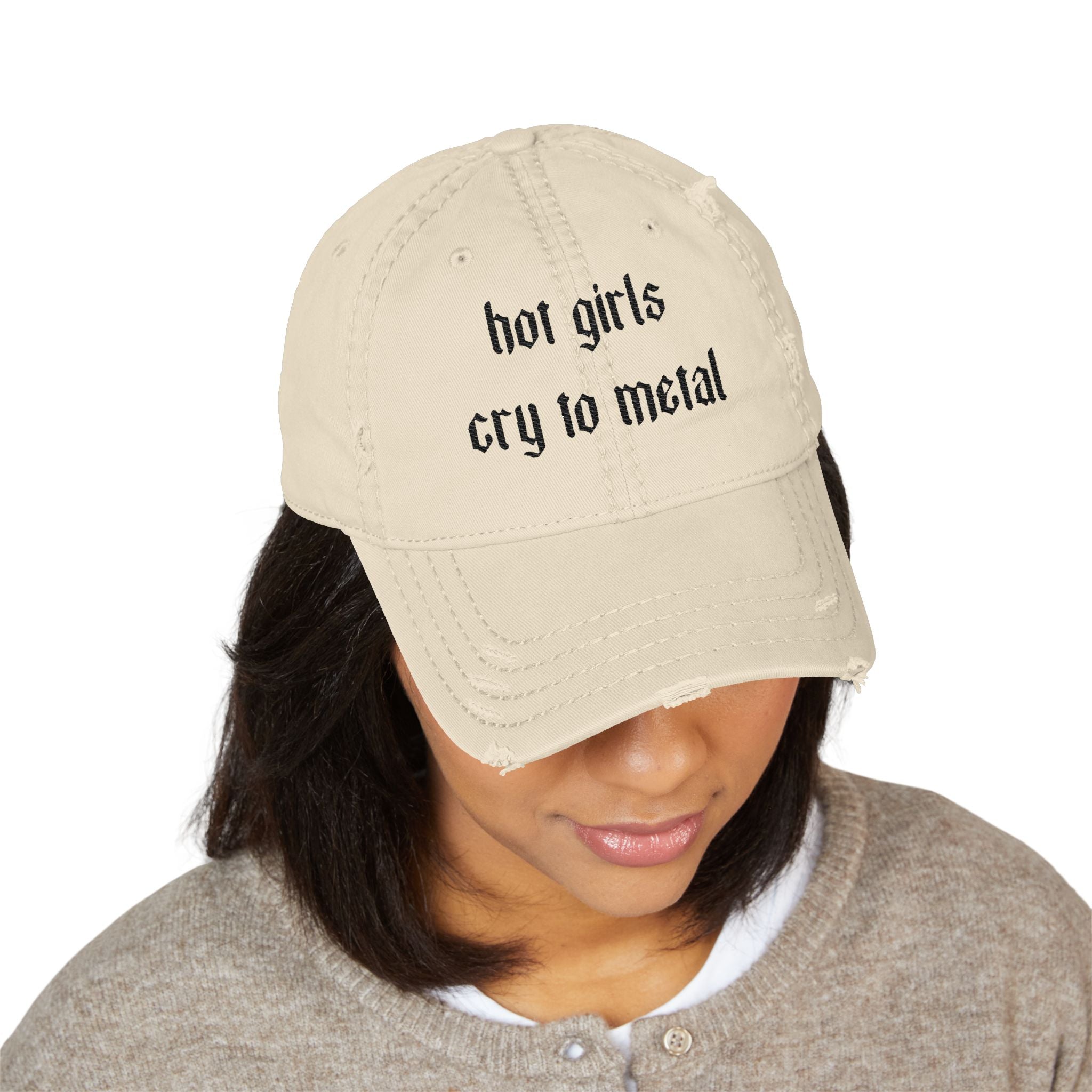 Hot girls cry to metal hat