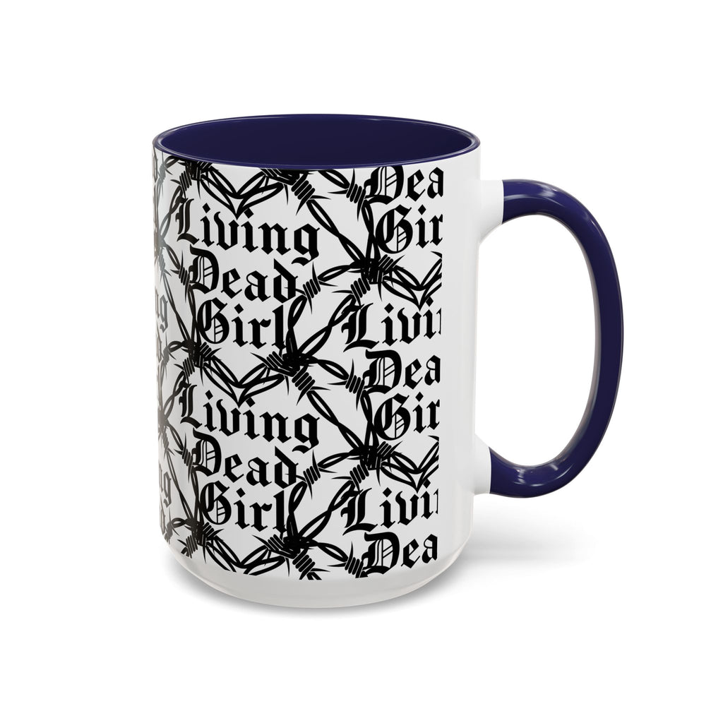 Living Dead Girl Mug | Gothic Barbed Wire Typography Accent Coffee Mug