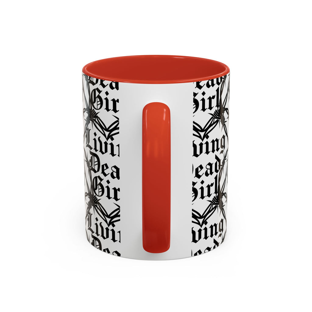 Living Dead Girl Mug | Gothic Barbed Wire Typography Accent Coffee Mug