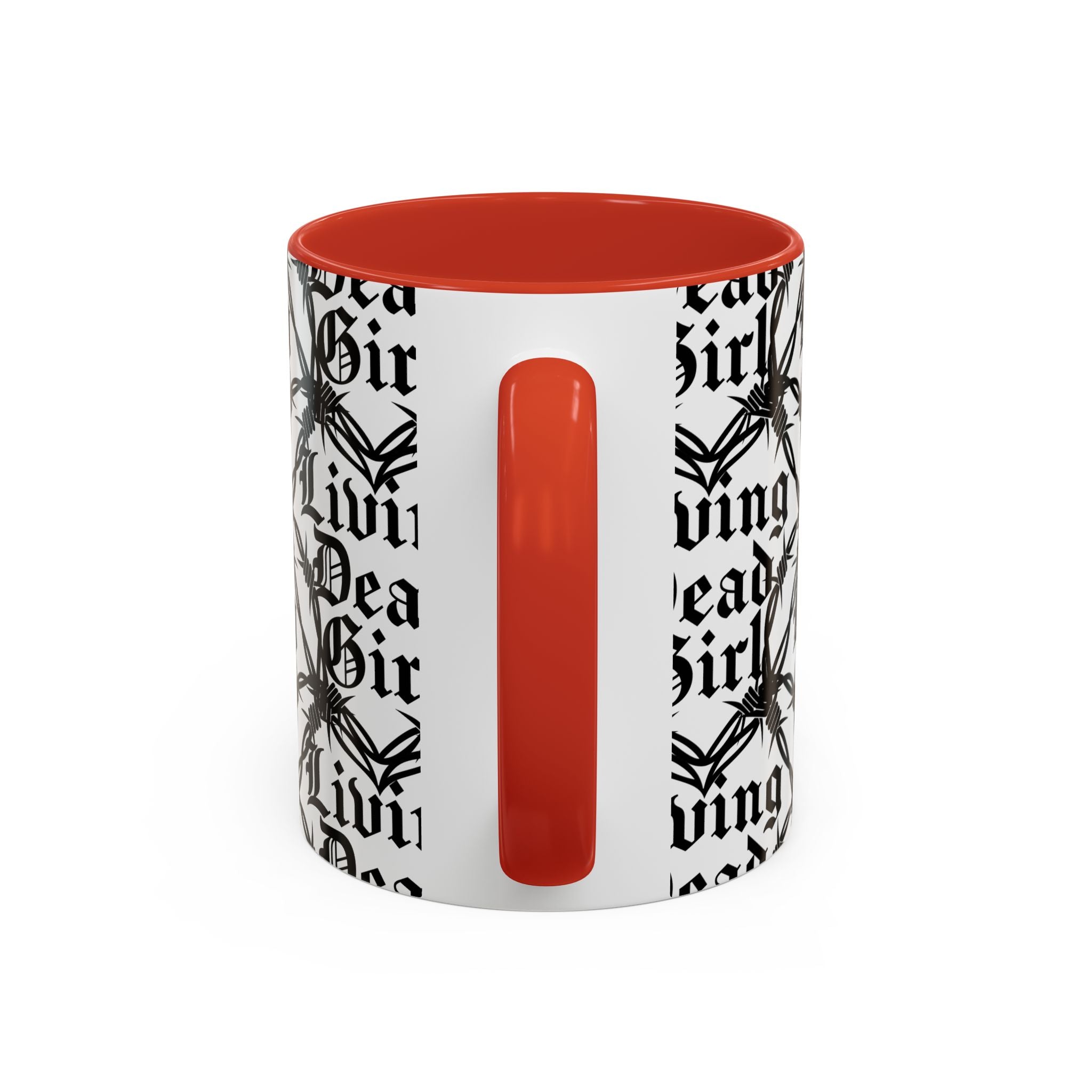 Living Dead Girl Mug | Gothic Barbed Wire Typography Accent Coffee Mug