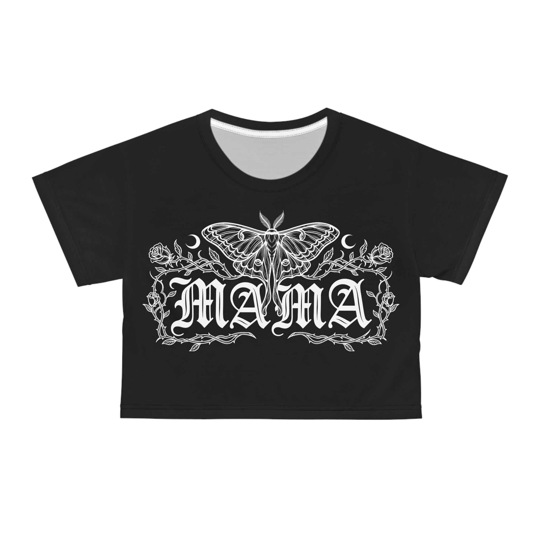 MAMA Gothic Moth Crop Tee