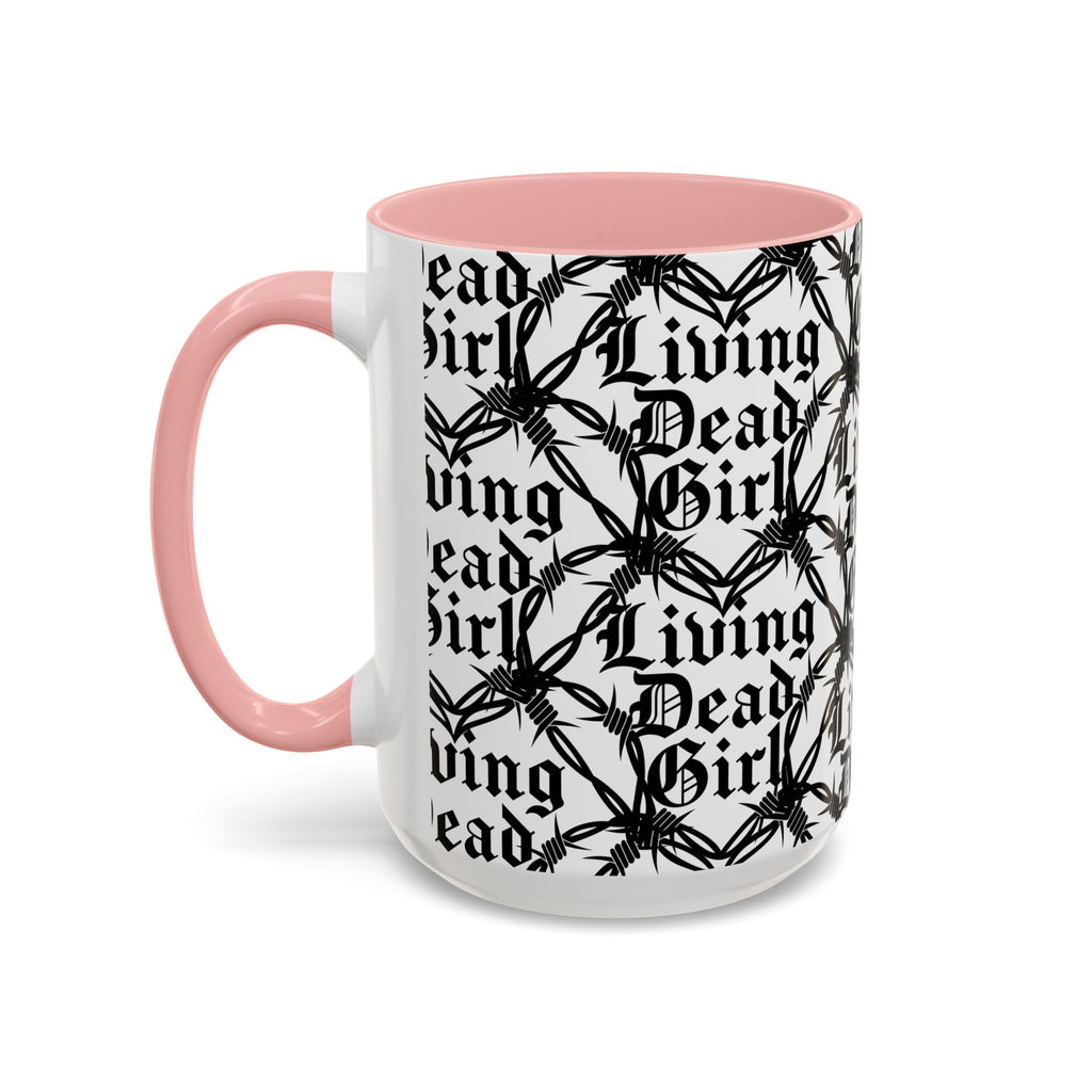 Living Dead Girl Mug | Gothic Barbed Wire Typography Accent Coffee Mug