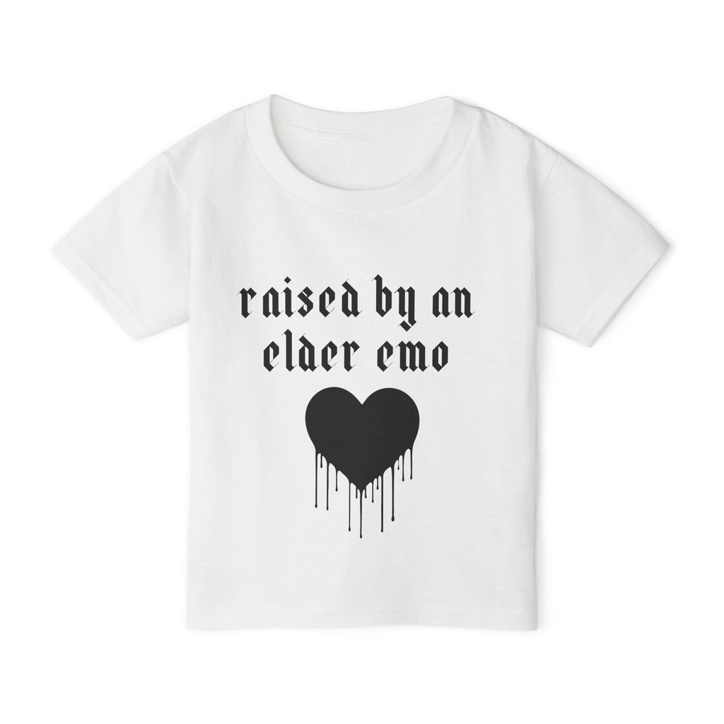 "Raised by an Elder Emo" Dripping Heart Kids Tee