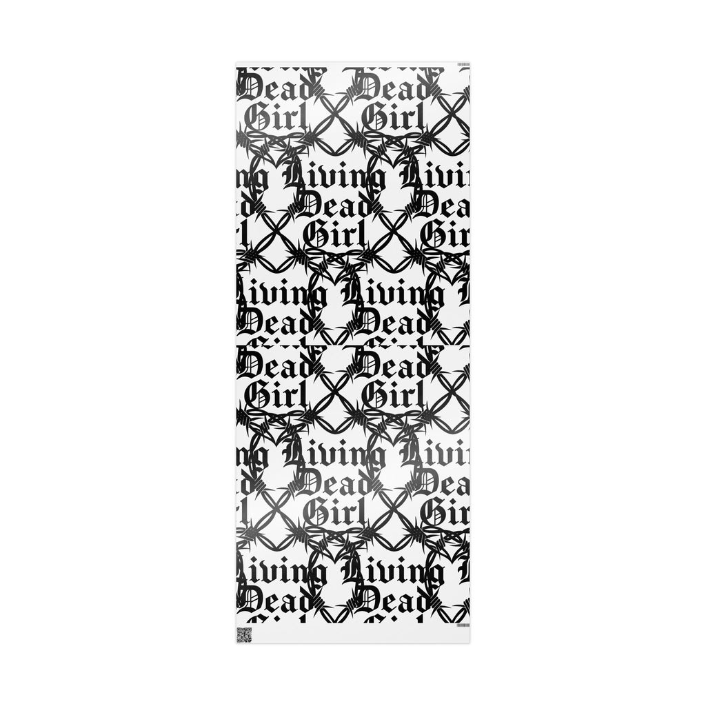 Gothic 'Dead Girl' Pattern Wrapping Paper Roll — Black & White Alternative Gift Wrap