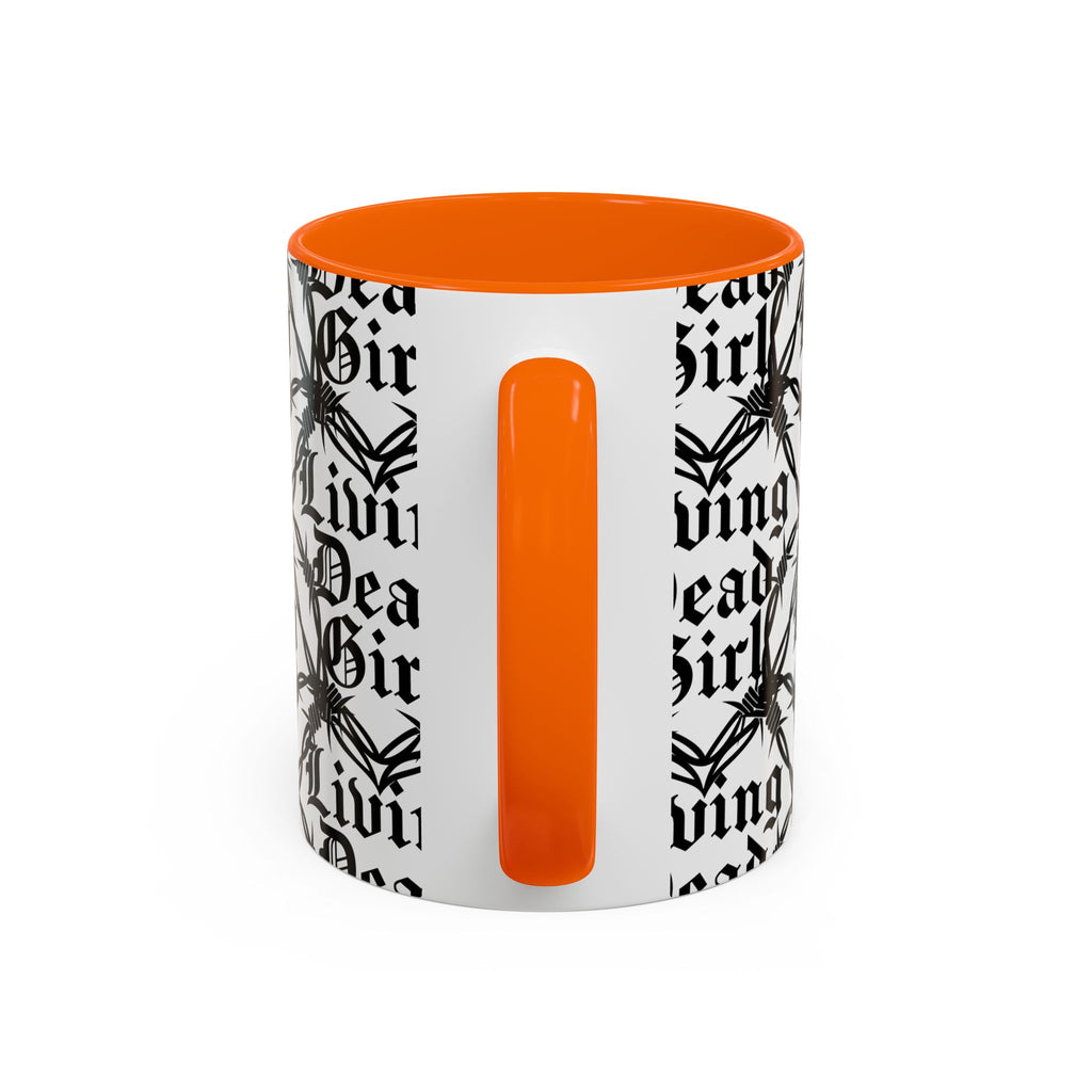 Living Dead Girl Mug | Gothic Barbed Wire Typography Accent Coffee Mug