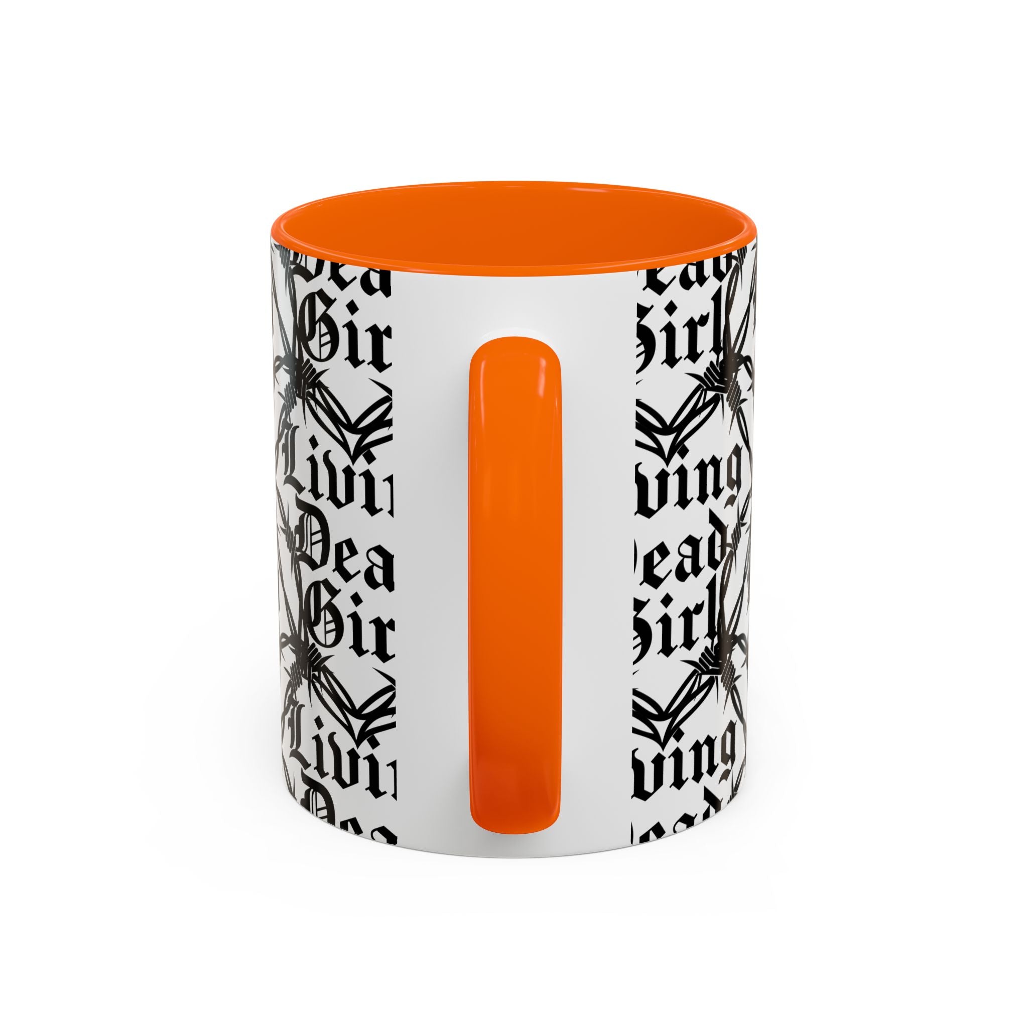 Living Dead Girl Mug | Gothic Barbed Wire Typography Accent Coffee Mug