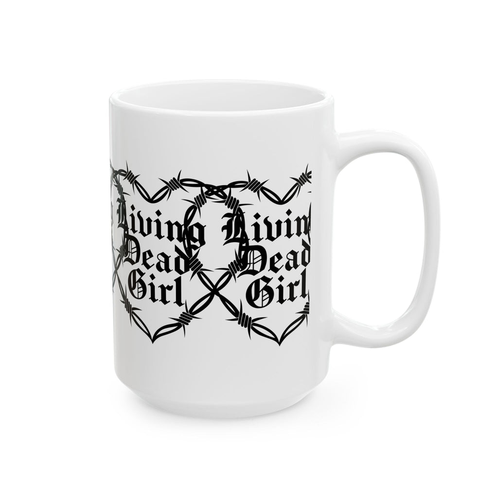 Living Dead Girl mug | Gothic barbed wire heart coffee cup