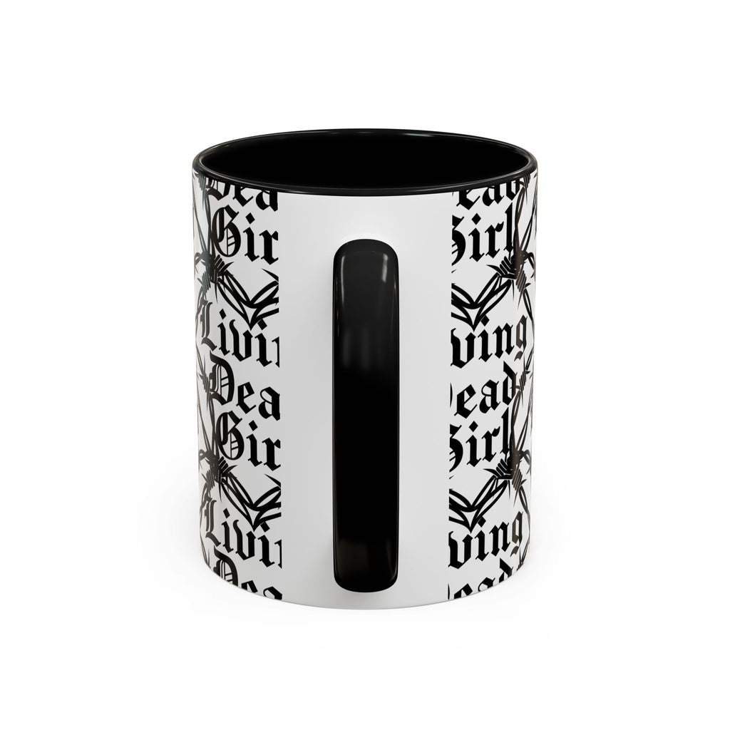 Living Dead Girl Mug | Gothic Barbed Wire Typography Accent Coffee Mug